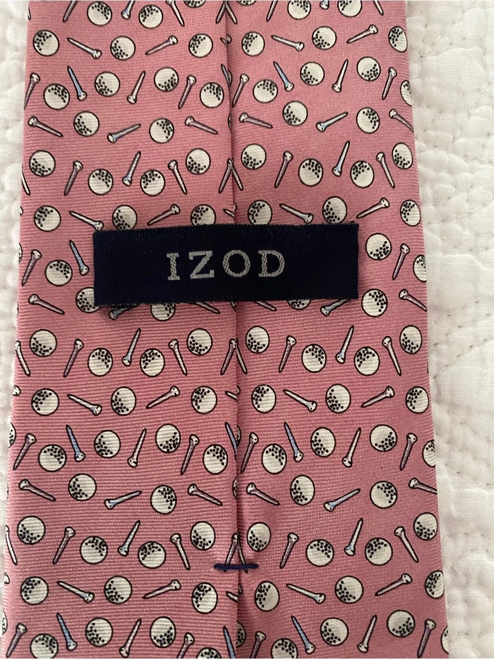 Izod Tie Pink Golf Print Silk